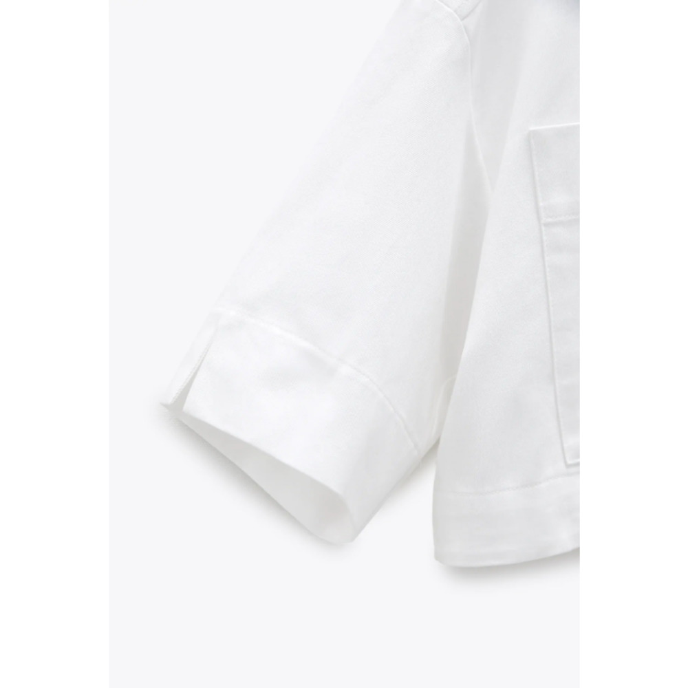 ZARA CROPPED SHIRT WITH POCKETS LINEN BLEND - Picture 4 of 4